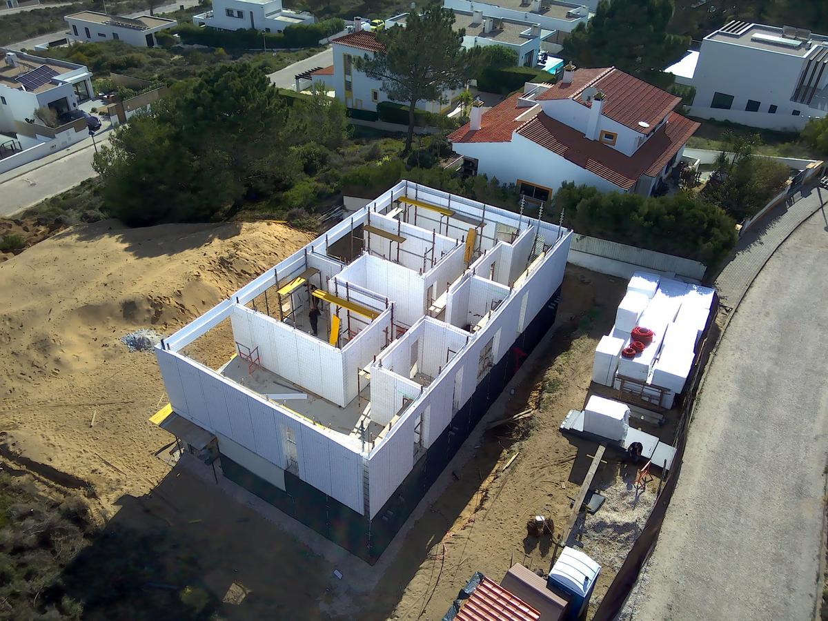 ICF wall construction with steel reinforcement